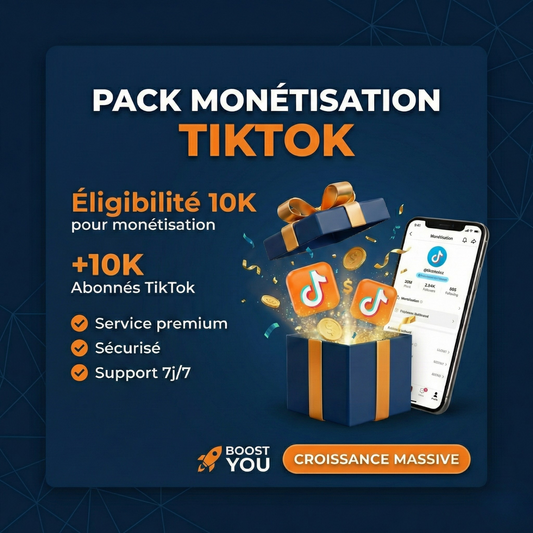Pack Monétisation TikTok 10.000 ABONNÉS + 500.000 VUES + 20.000 LIKES